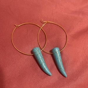 Custom hand made turquoise hoops